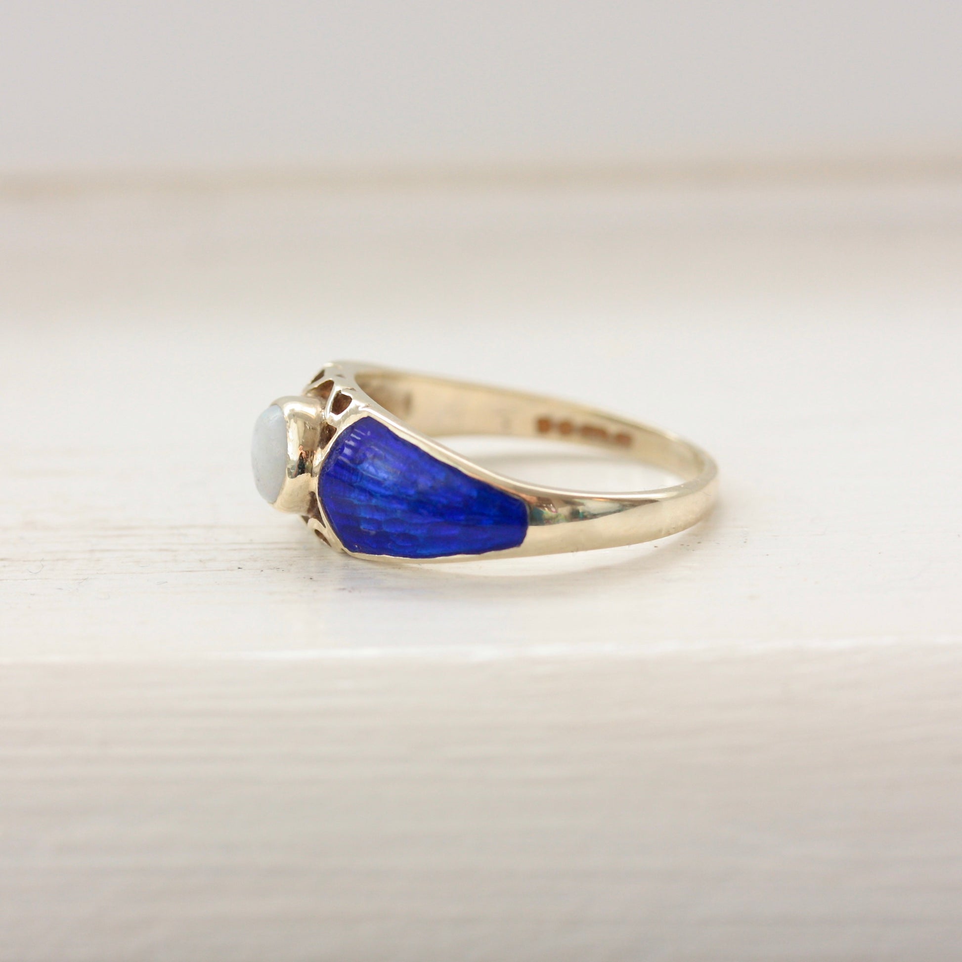 vintage guilloche enamel ring