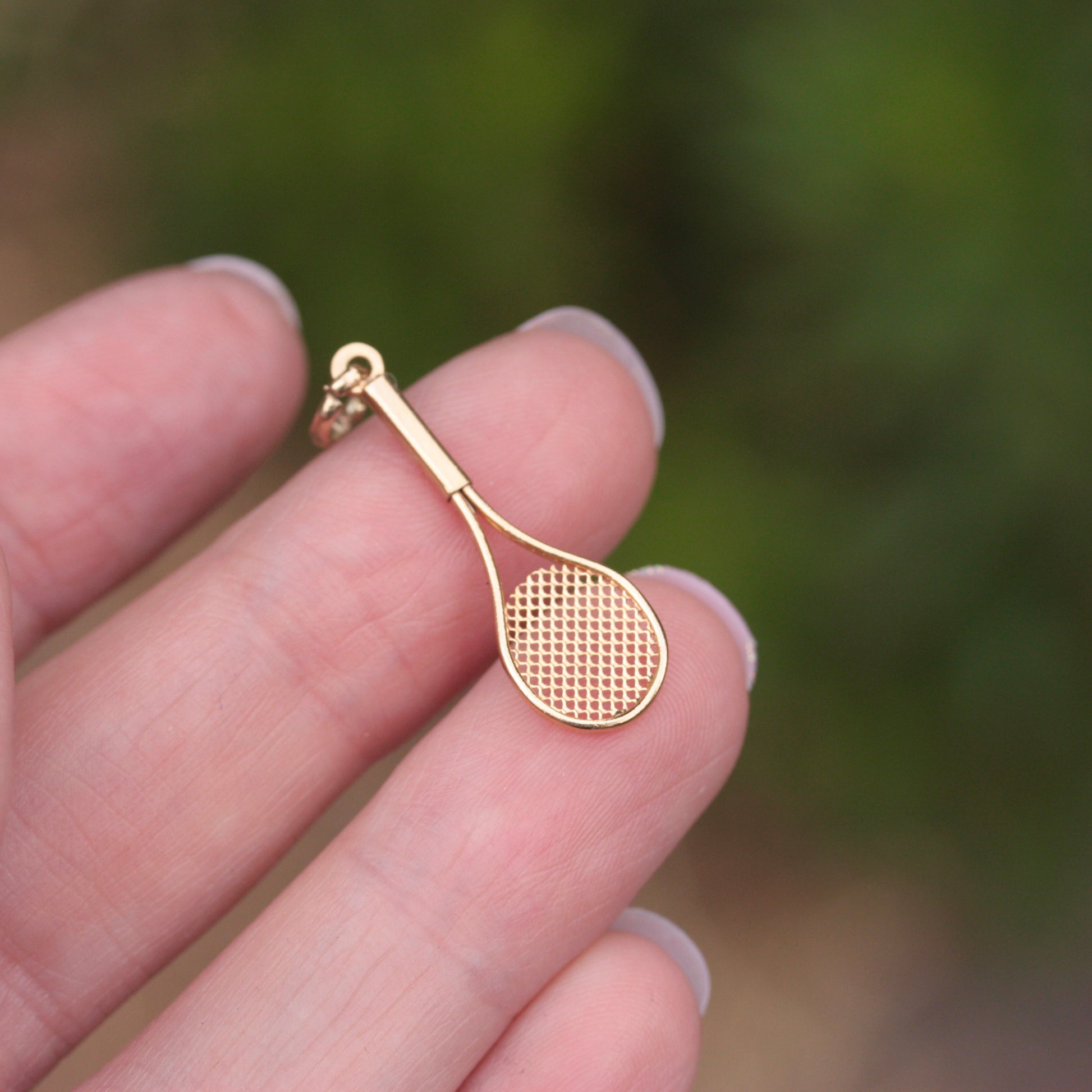 vintage 9ct gold tennis racket charm