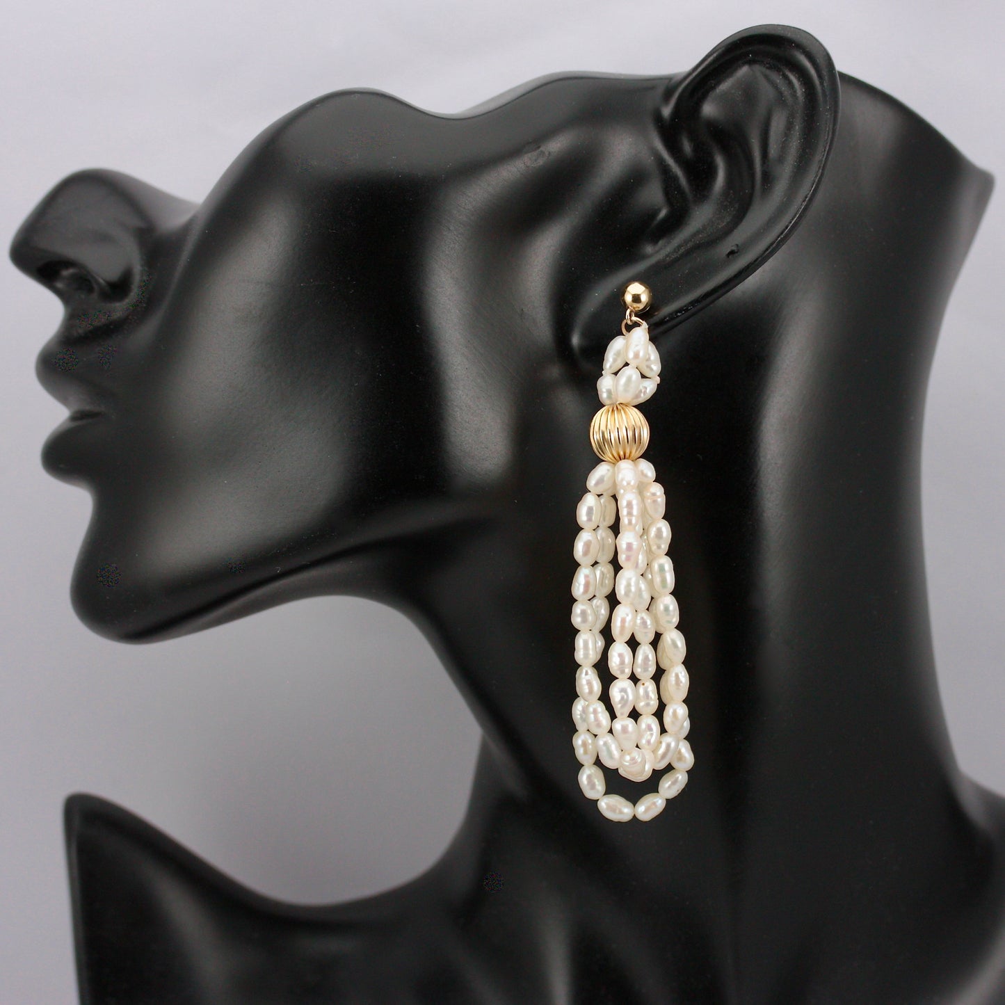 Vintage 14K Gold Pearl Statement Earrings, IPS