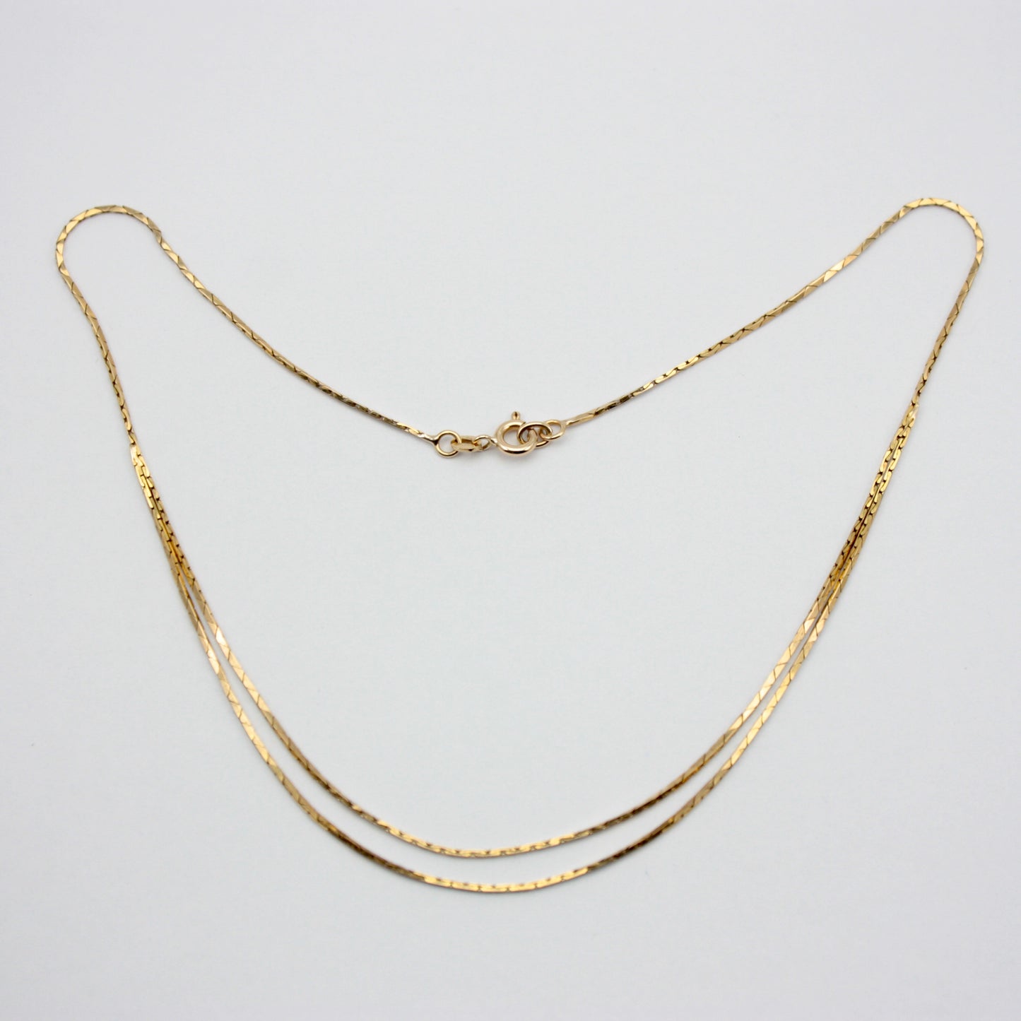 Vintage 9ct Gold Double Strand Flat Chain Necklace, 1978