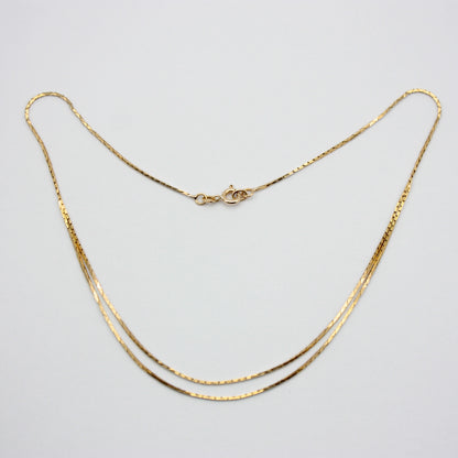 Vintage 9ct Gold Double Strand Flat Chain Necklace, 1978