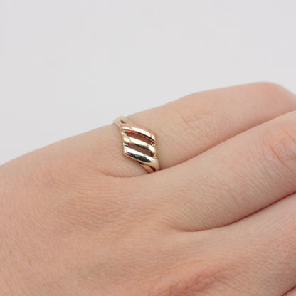 Vintage 9ct Tri Colour Gold Open Stripe Ring