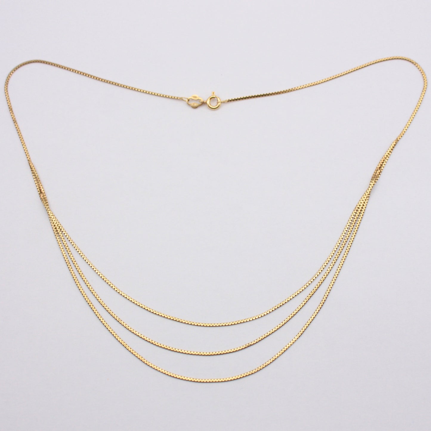 Short Vintage 9ct Gold Triple Strand Necklace, 1980