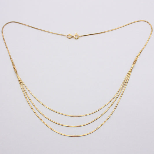 Short Vintage 9ct Gold Triple Strand Necklace, 1980