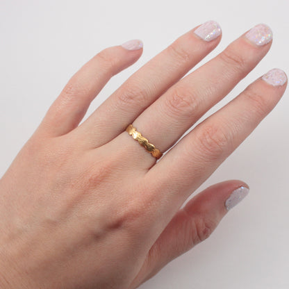 Vintage 22ct Gold Patterned Band Ring, 1952