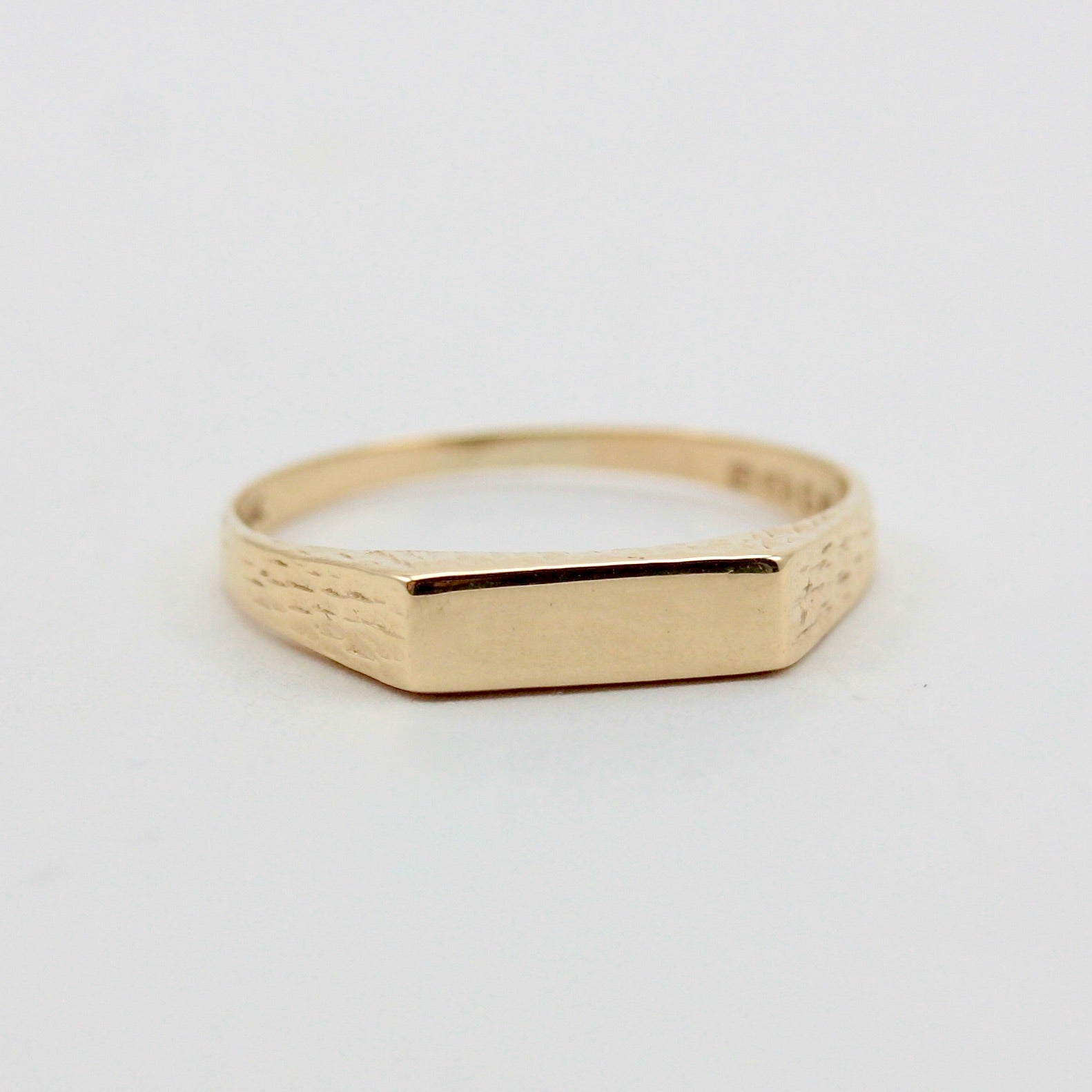Vintage 9ct Gold Bar Signet Ring, 1981