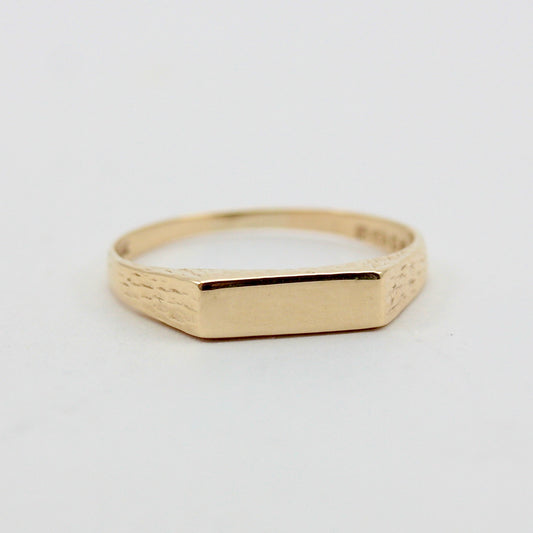 Vintage 9ct Gold Bar Signet Ring, 1981