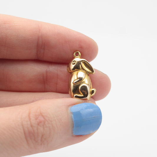 Vintage 9ct Gold Bunny Rabbit Charm, 1974