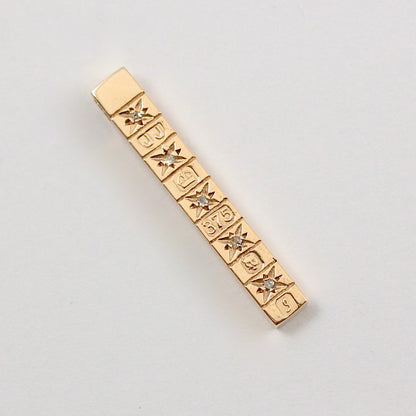 Vintage 9ct Gold Ingot Style Slider Pendant with Diamonds, 1983