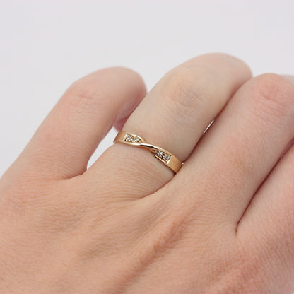 Vintage 9ct Gold Diamond Twist Front Ring, 1979