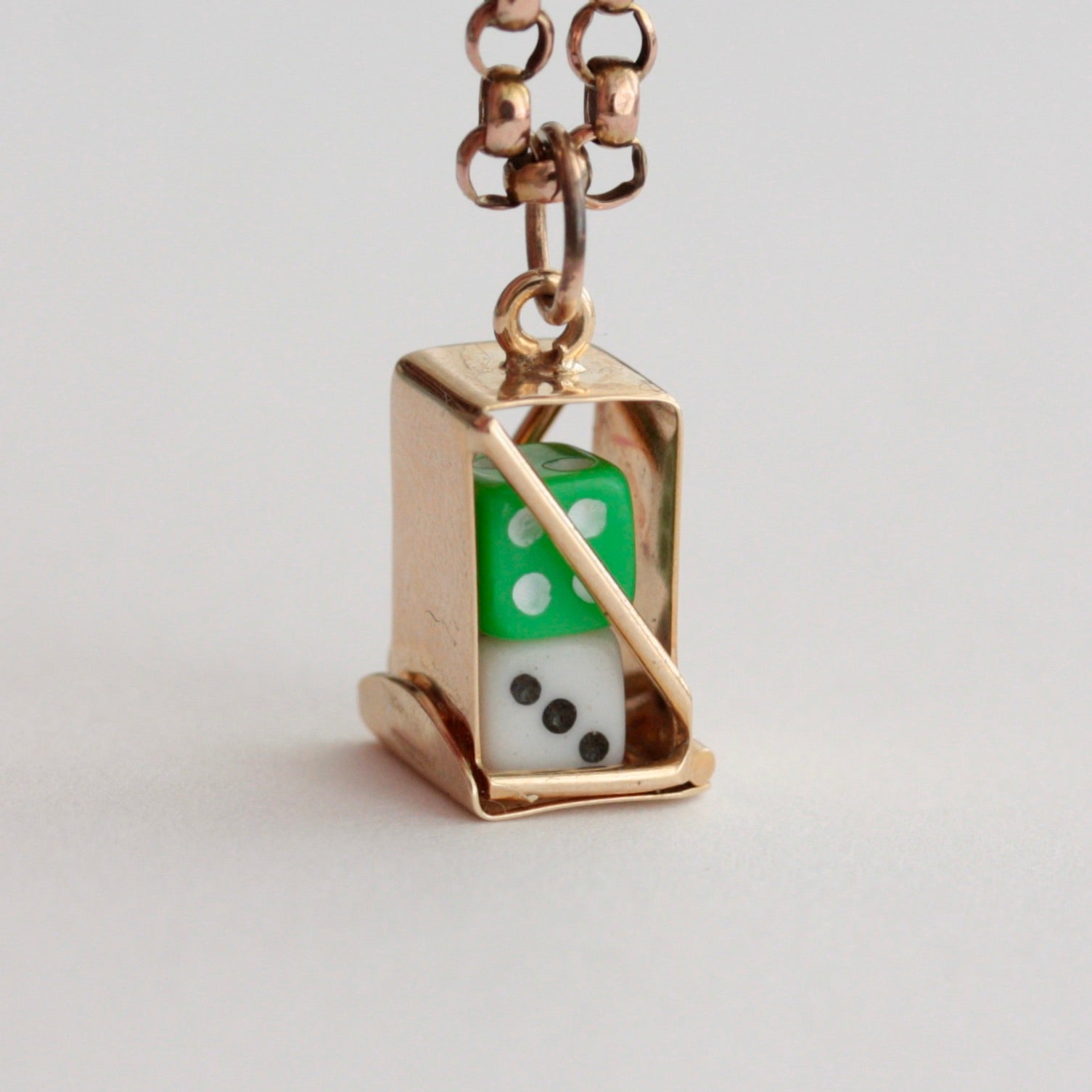 Vintage 9ct Gold Boxed Dice Charms, Fred Manshaw, 1979