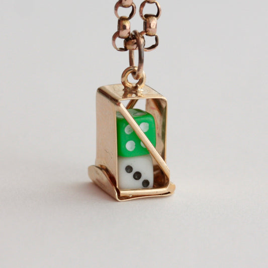 Vintage 9ct Gold Boxed Dice Charms, Fred Manshaw, 1979