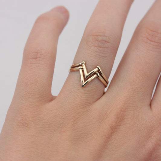 Vintage 9ct Gold Double Wishbone Ring, 1988