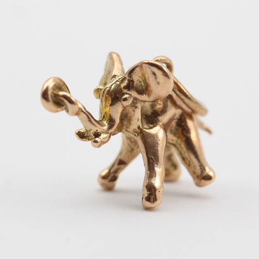 Vintage 9ct Gold Elephant with Knotted Trunk Charm