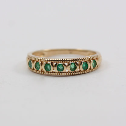 Vintage 9ct Gold Emerald 7 Stone Ring