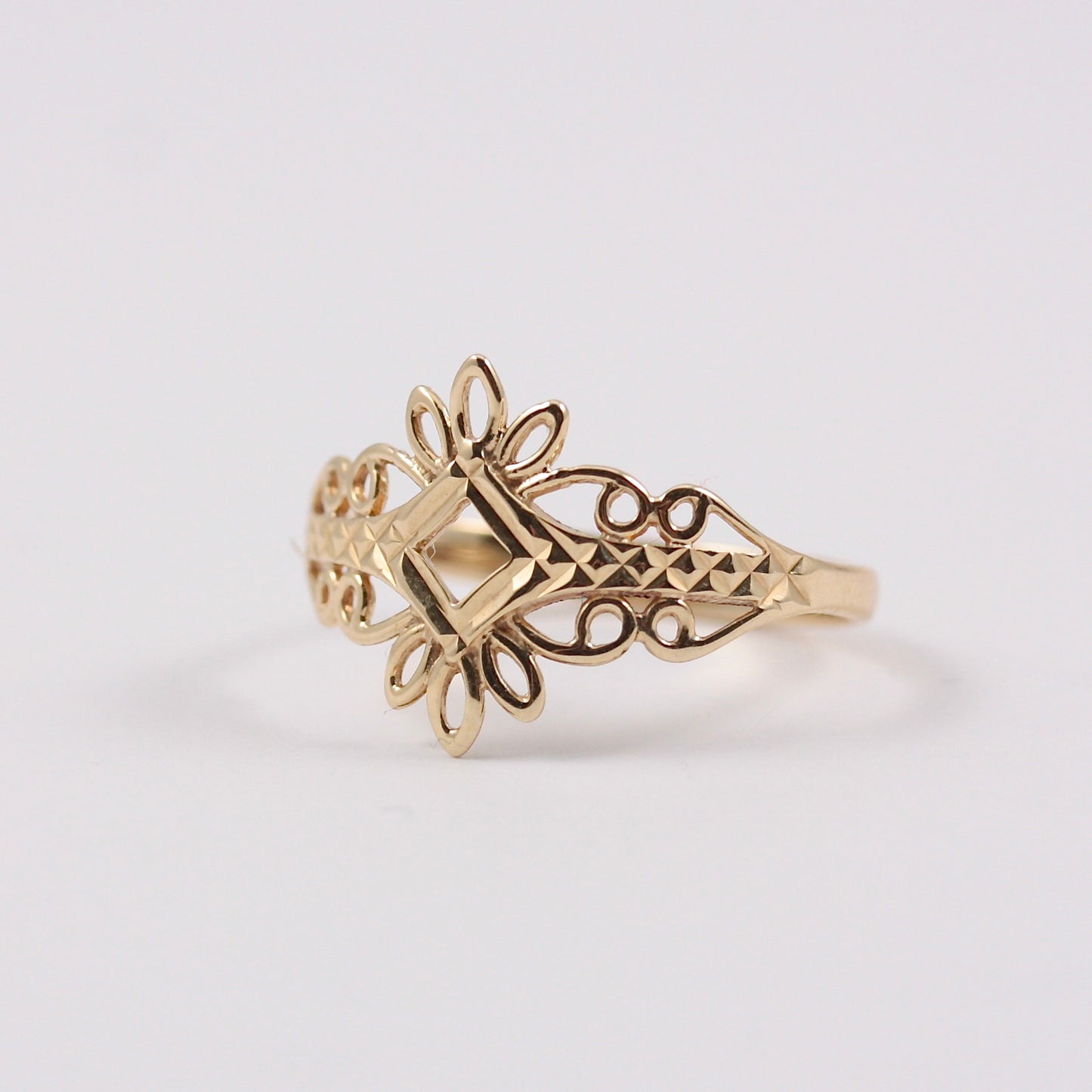 Vintage 9ct Gold Fancy Openwork Ring, 1990