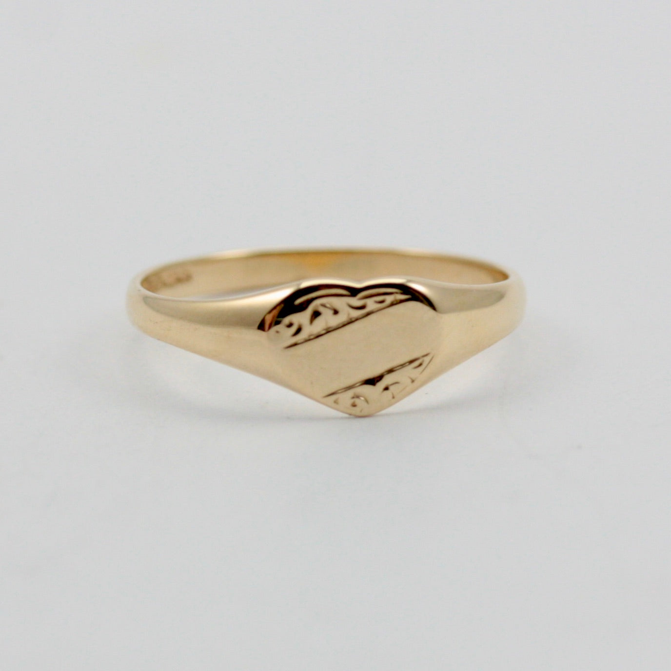 Vintage 9ct Gold Heart Signet Ring, Pinkie Ring
