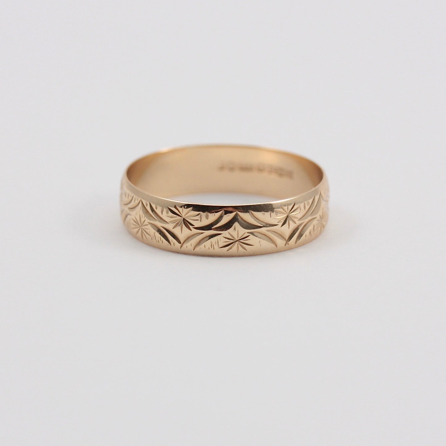Vintage 9ct Gold Patterned Wedding Band Ring, 5mm, 1990