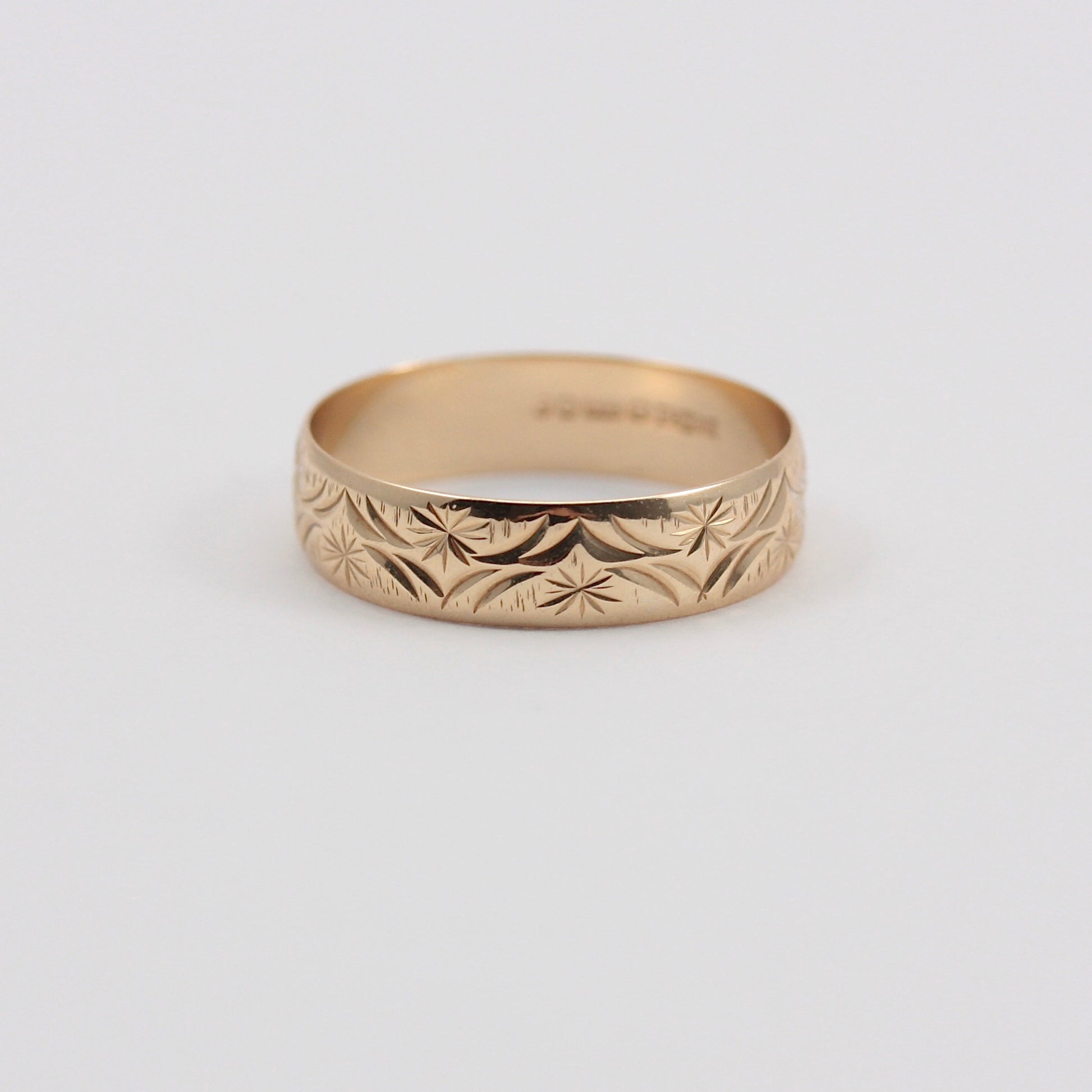 Vintage 9ct Gold Patterned Wedding Band Ring, 5mm, 1990