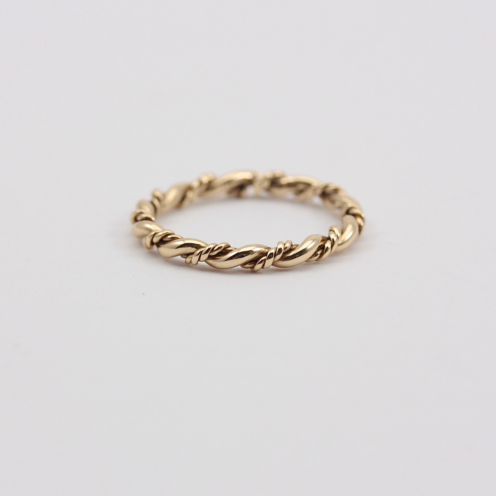 Vintage 9ct Gold Rope Twist Slim Stacker Ring, 2mm, 1982