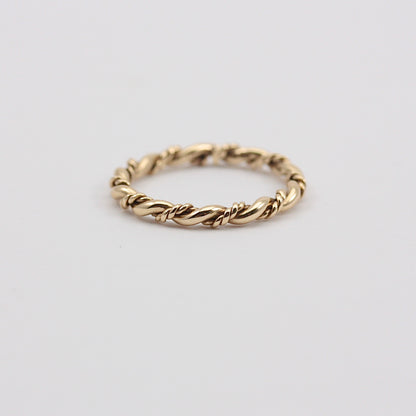 Vintage 9ct Gold Rope Twist Slim Stacker Ring, 2mm, 1982
