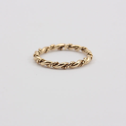 Vintage 9ct Gold Rope Twist Slim Stacker Ring, 2mm, 1982
