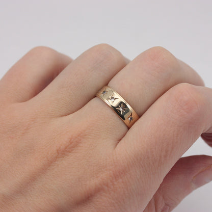 Vintage 9ct Gold Star Set White Spinel Eternity Ring, 1968