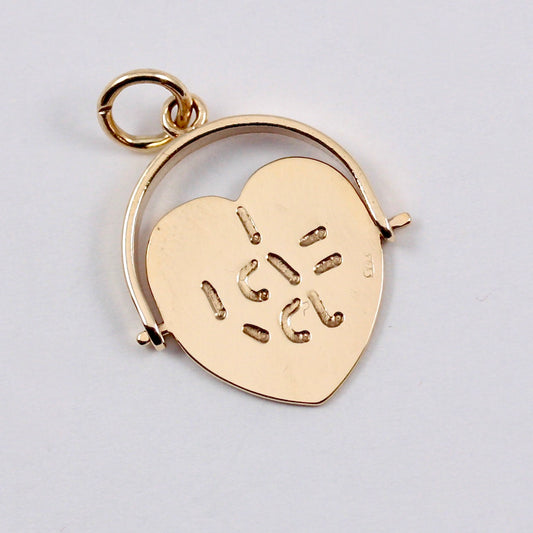 Vintage 9ct Gold 'I LOVE YOU' Heart Spinner Pendant, 1966, Georg Jensen Ltd