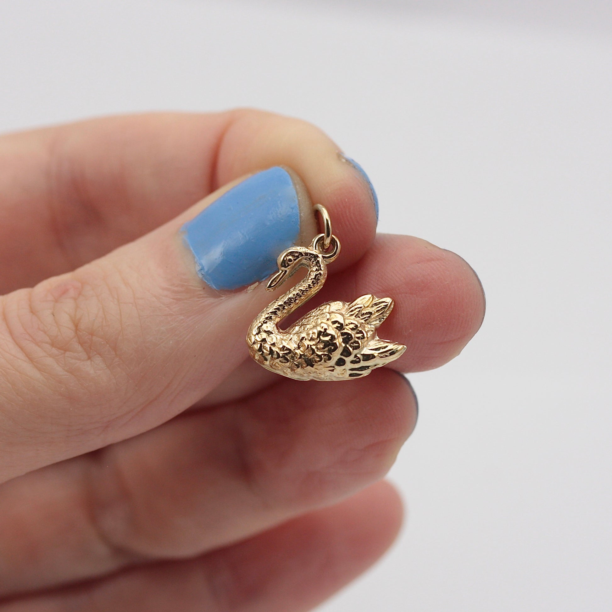 Vintage 9ct Gold Swan Charm, 1971