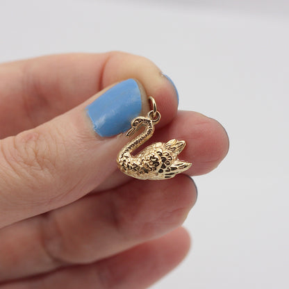 Vintage 9ct Gold Swan Charm, 1971
