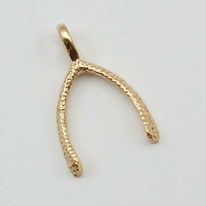 Vintage 9ct Gold Textured Wishbone Pendant, 1982