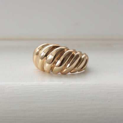 Chunky Vintage 9ct Gold Croissant Ring, 1992
