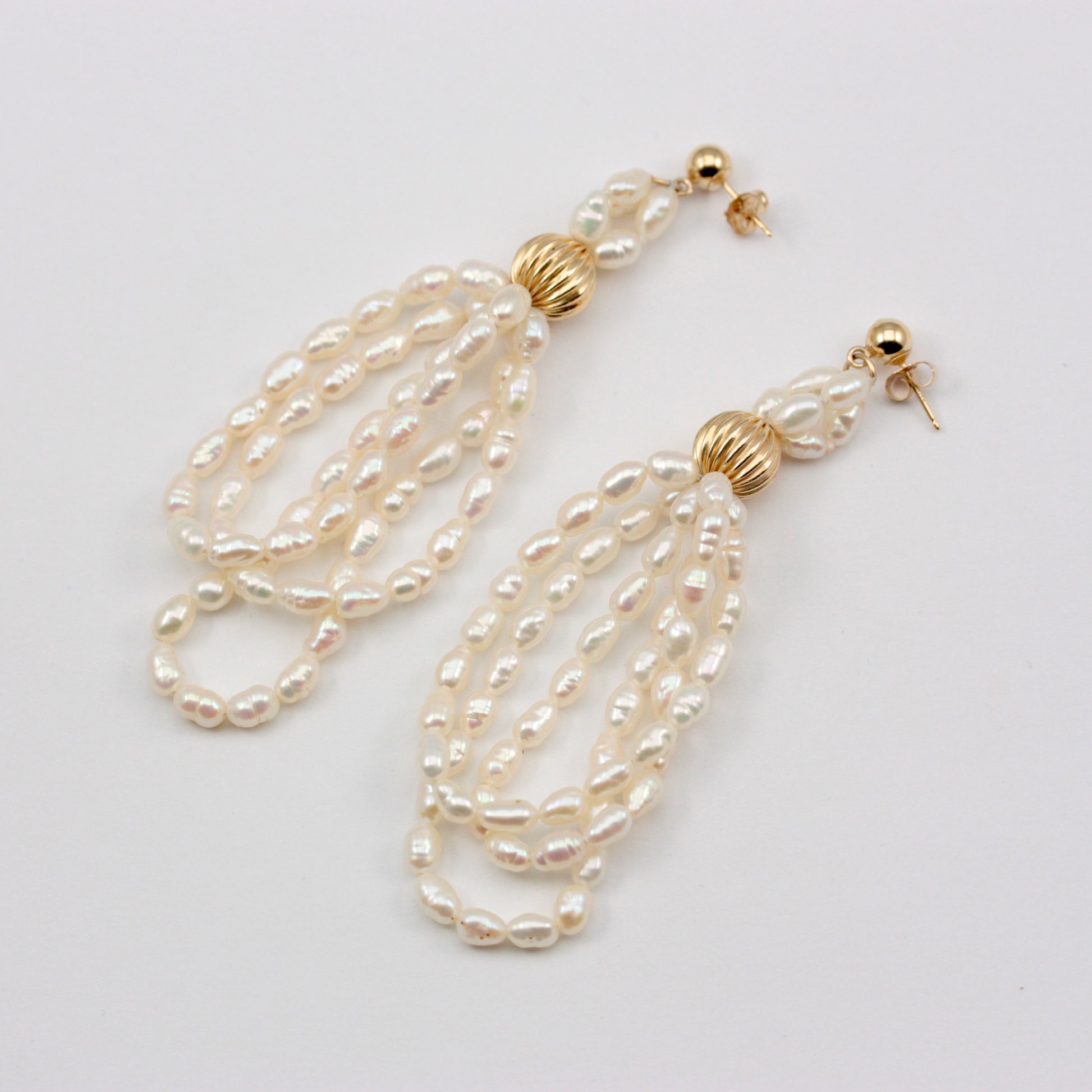 Vintage 14K Gold Pearl Statement Earrings, IPS 