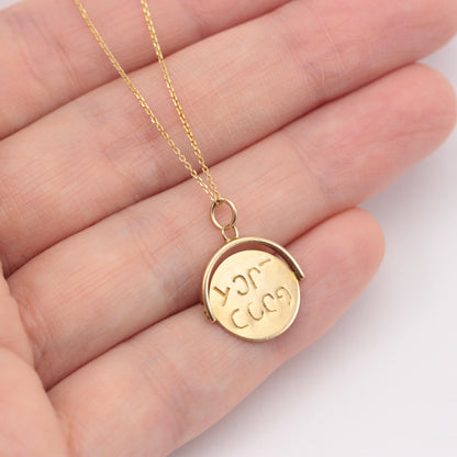 vintage 9ct gold spinning pendant good luck