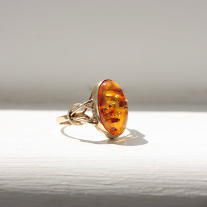 Vintage 9ct Gold and Baltic Amber Ring, 1999