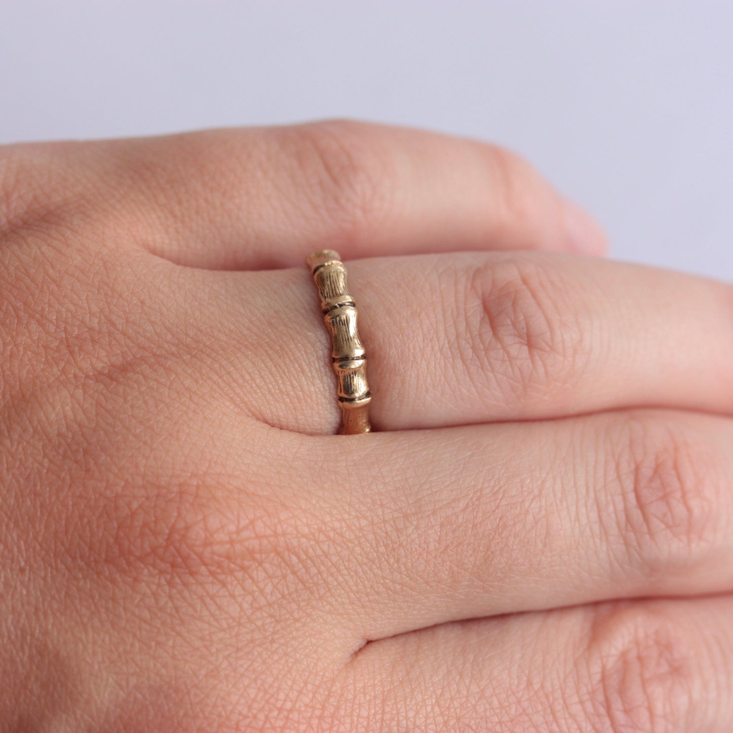 Vintage 9ct Gold Bamboo Ring, 1978