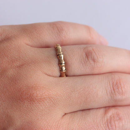 Vintage 9ct Gold Bamboo Ring, 1978