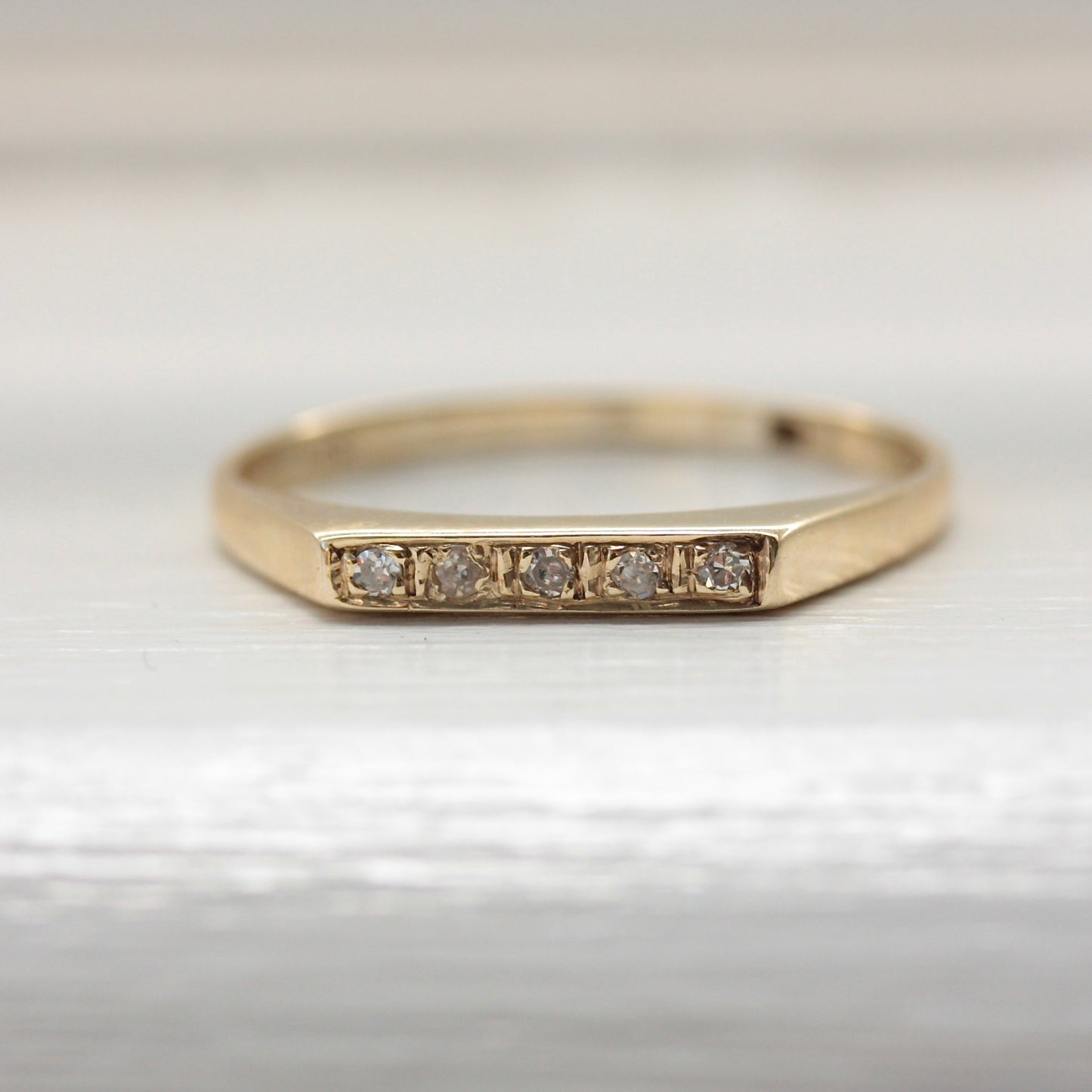 Vintage 9ct Gold Flat Front Diamond Five Stone Ring, 1979