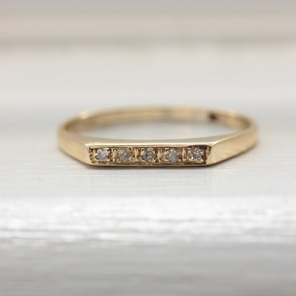 Vintage 9ct Gold Flat Front Diamond Five Stone Ring, 1979