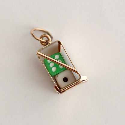 Vintage 9ct Gold Boxed Dice Charms, Fred Manshaw, 1979