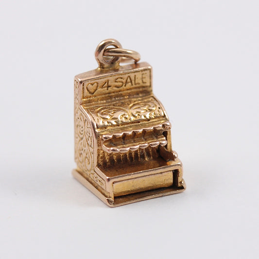 Vintage 9ct Gold Cash Register Charm, Love For Sale