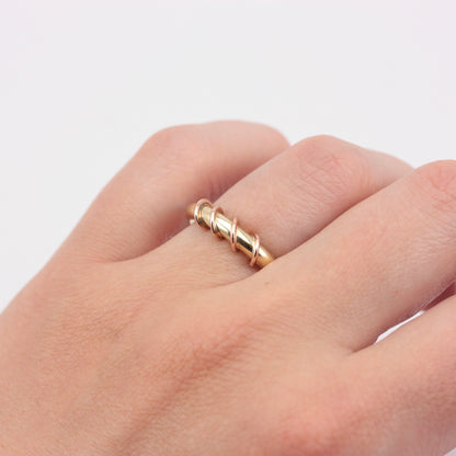 Chunky Vintage 9ct Gold Ring with Rose Gold Twist, 1997