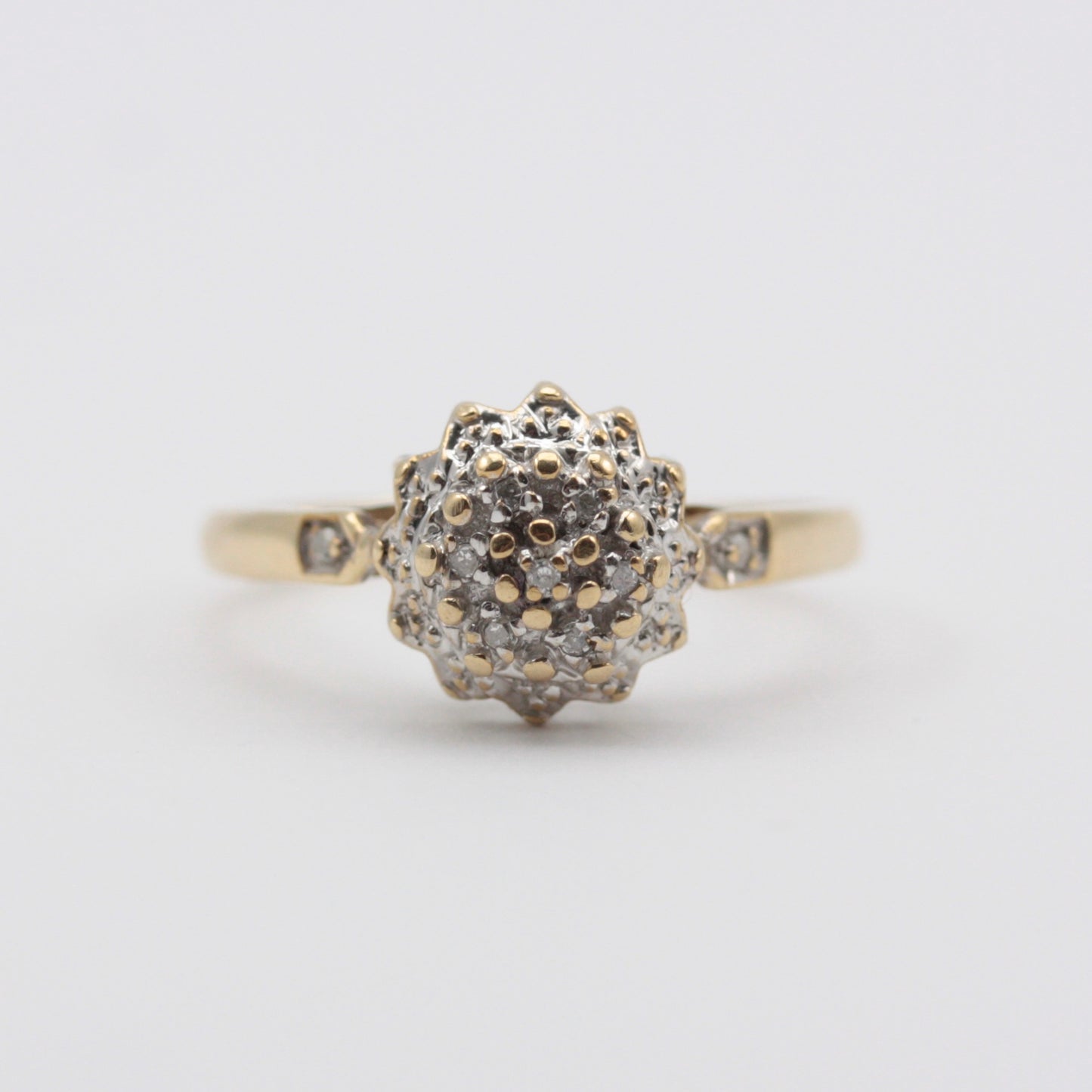 Vintage 9ct Gold Diamond Domed Cluster Ring