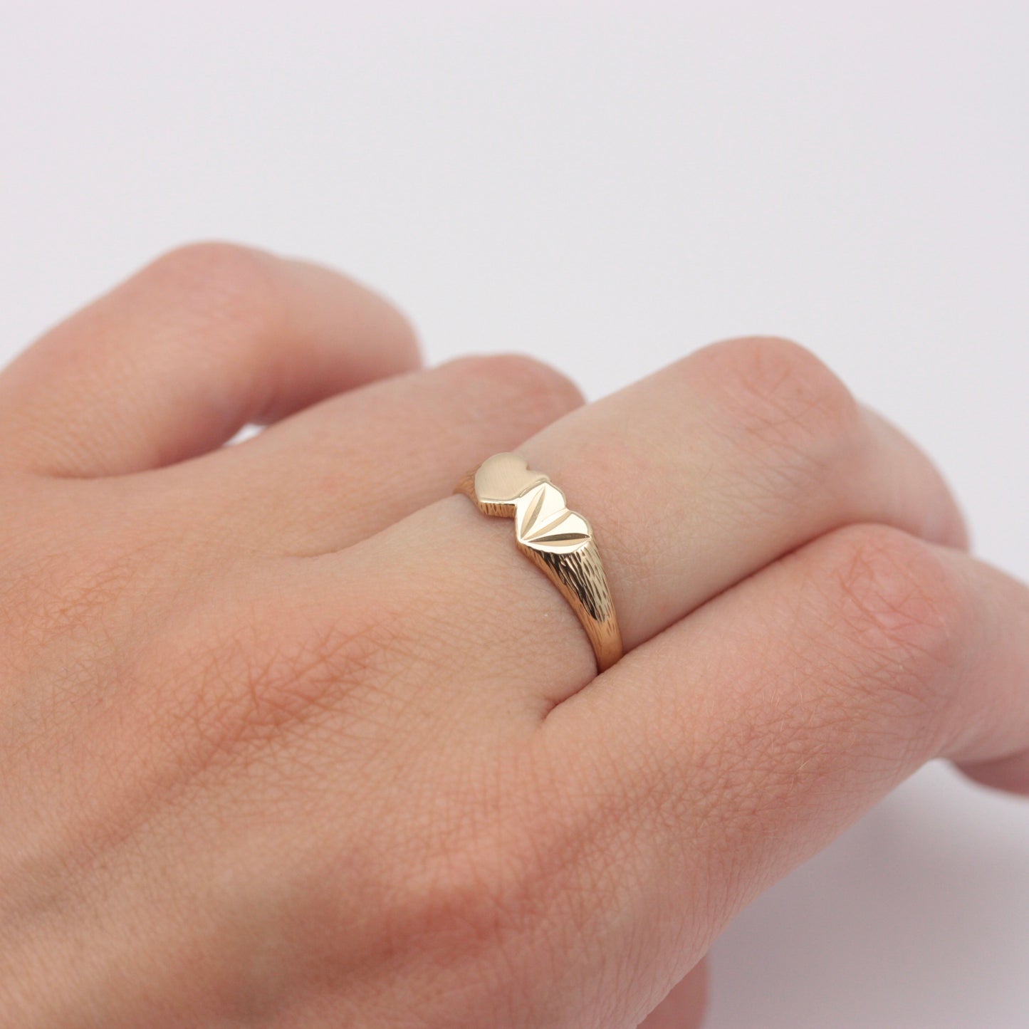 Vintage 9ct Gold Double Heart Ring, 1988