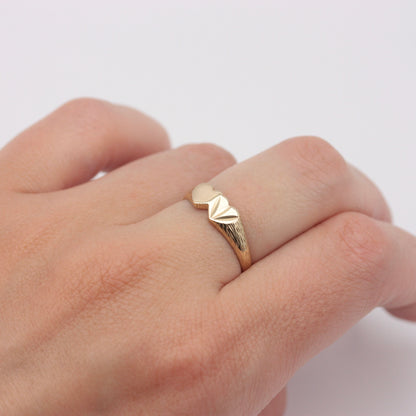 Vintage 9ct Gold Double Heart Ring, 1988