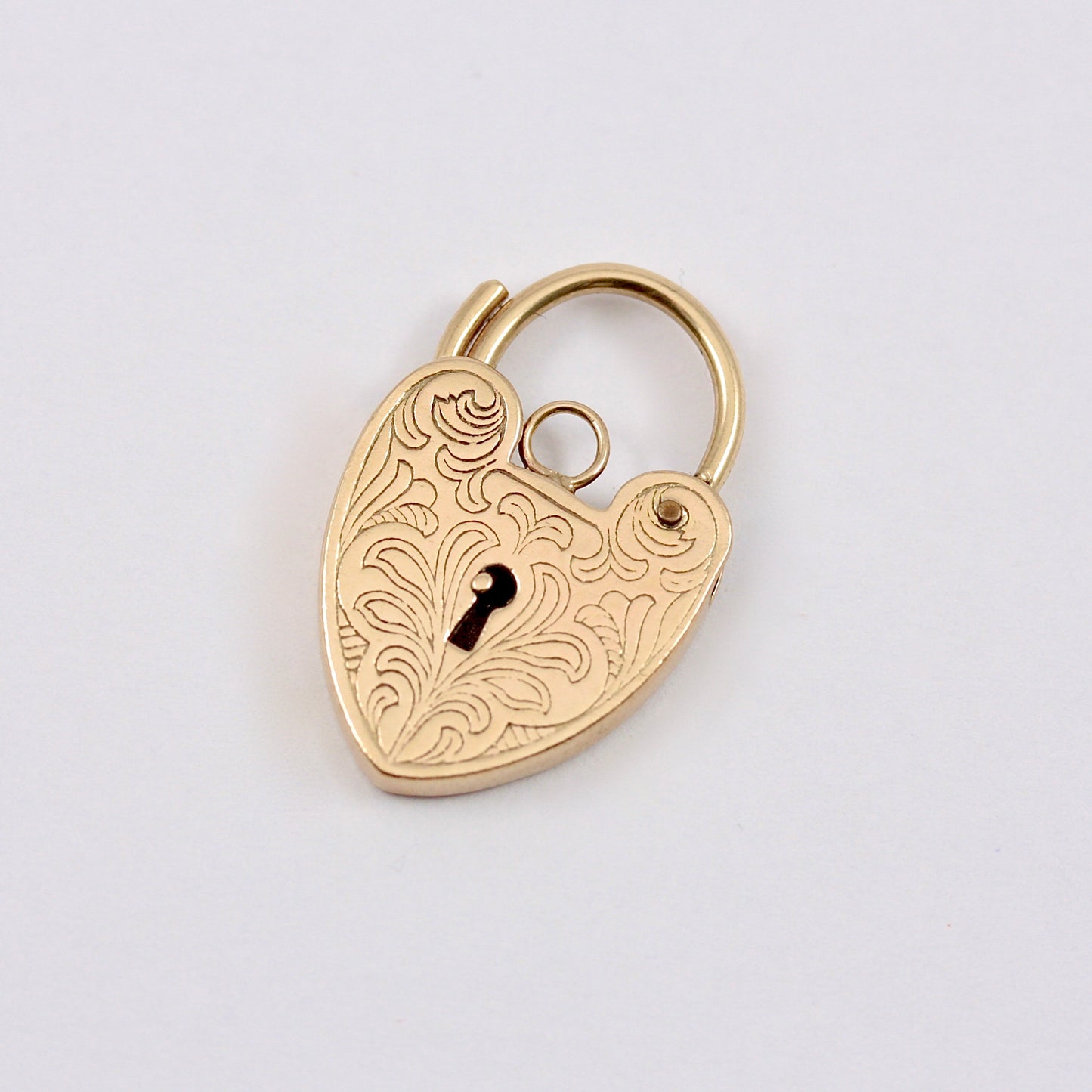 Large Vintage 9ct Gold Engraved Heart Padlock Clasp / Charm, 1973