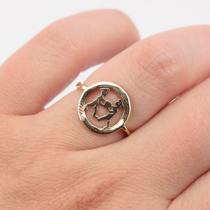Vintage 9ct Gold Gemini Cut Out Ring, 1971