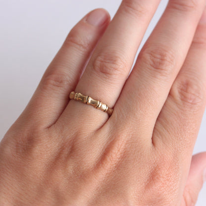 Vintage 9ct Gold Bamboo Ring, 1978