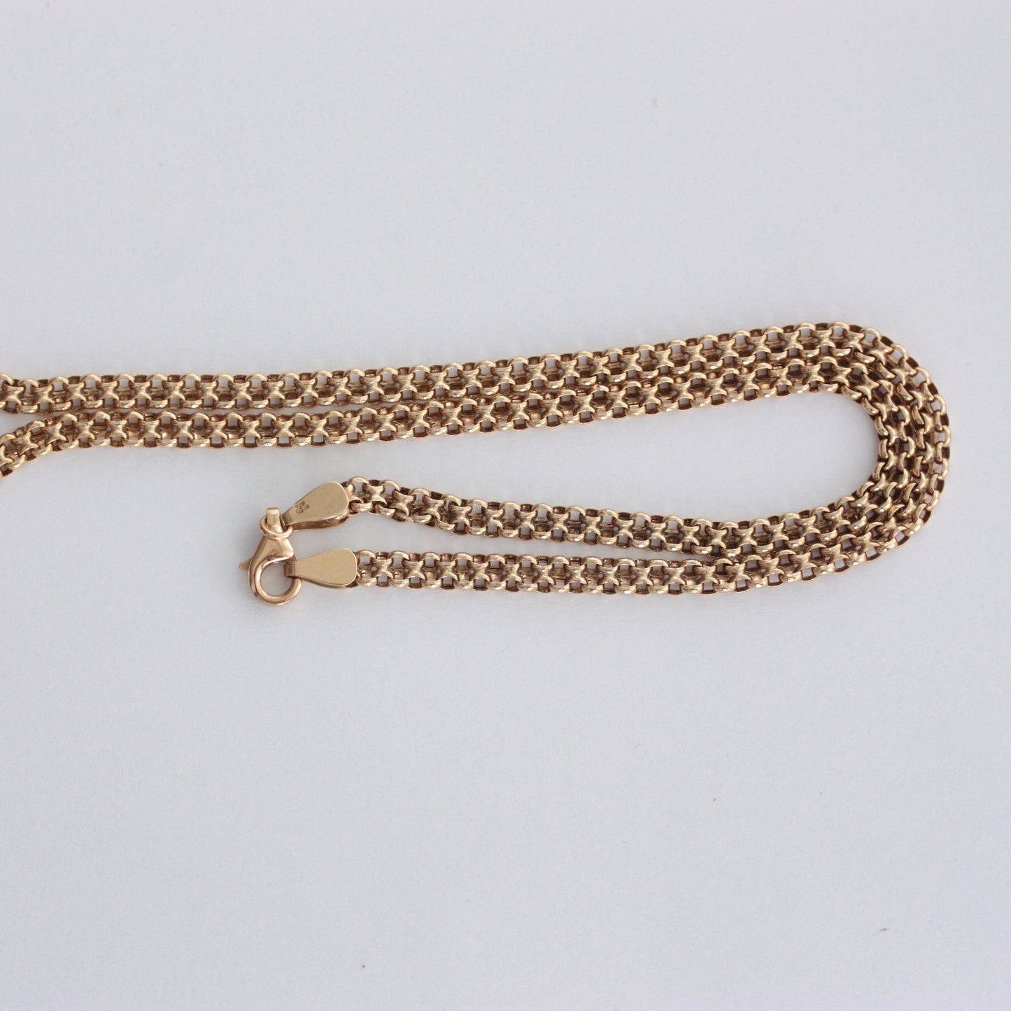 Vintage 9ct Gold Double Belcher Chain Necklace
