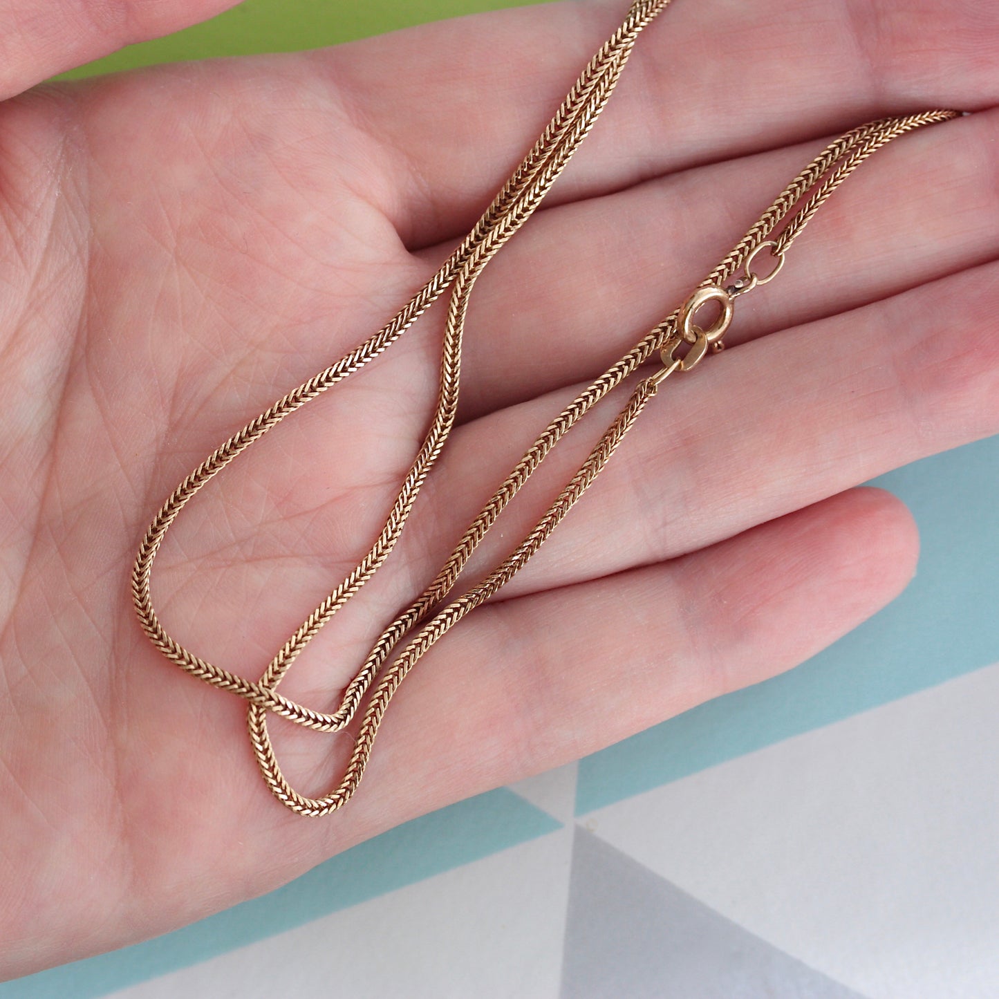 Vintage 9ct Gold Foxtail Chain Necklace, 1979